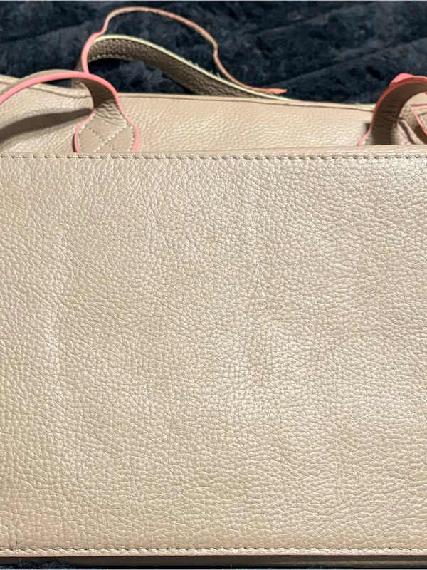 Lodis Beige Tote with Pink Trim Tan - Image 9