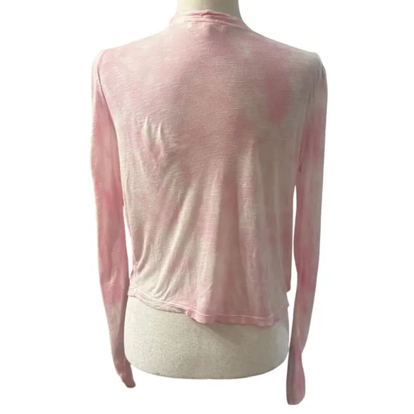 LoveShackFancy Toddy Henley Pure Pink Tie Dye Sheer Long Sleeve Top XS - Image 4