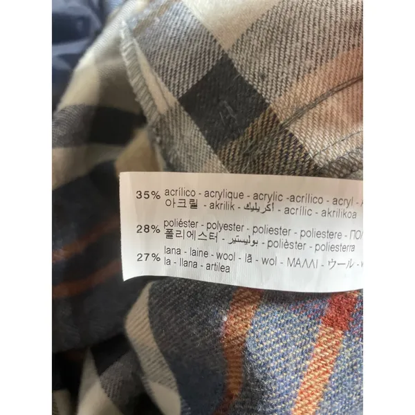 Zara Brown Wool Plaid Check Collared Long Sleeve Button Down Shirt Coat Jacket S - Image 7