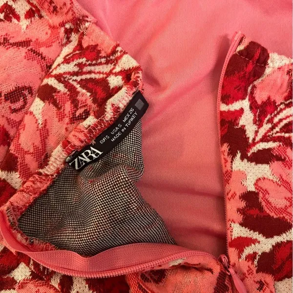 Zara Floral Jacquard Dress - Image 7