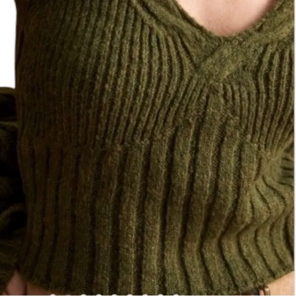 ANTHROPOLOGIE Crop Cable-knit Summer Sweater Tank In Green L - Image 3
