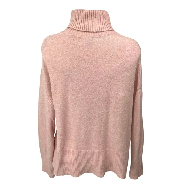 J.Crew Pink Wool Foldover Ribbed Knit Long Sleeve Pullover Sweater Top Size M - Image 2