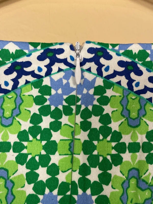 London Times Women’s Geometric Pattern Green Blue White Tank Shift Dress - Image 6