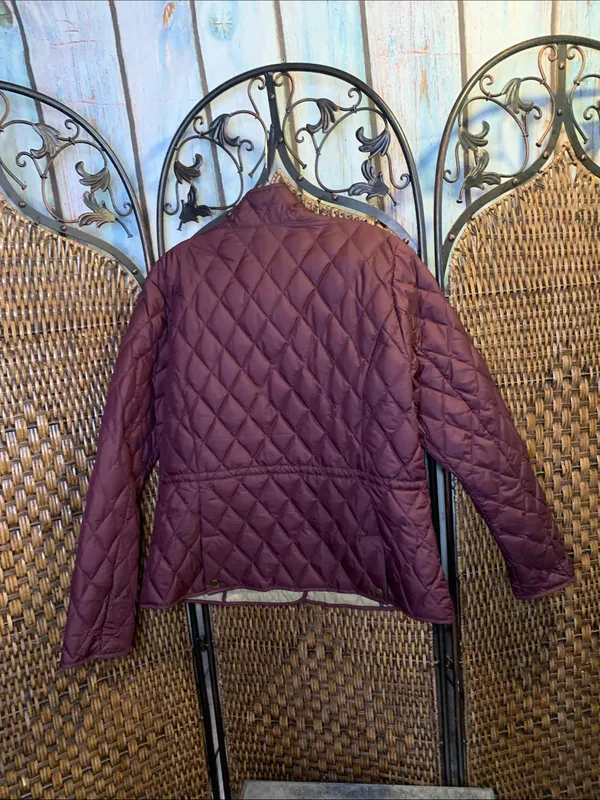 L.L. Bean Down Eggplant Quilted Coat Size M - Image 5