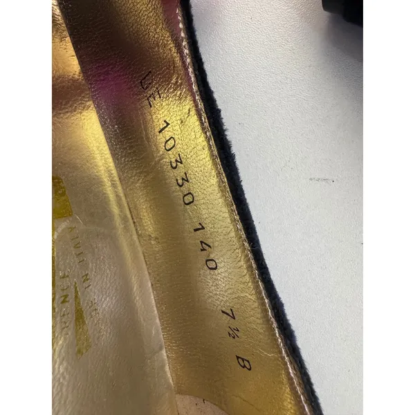 Vintage Salvatore Ferragamo Velvet Pumps Women 7.5 Black Gold Studded Minimalist - Image 8