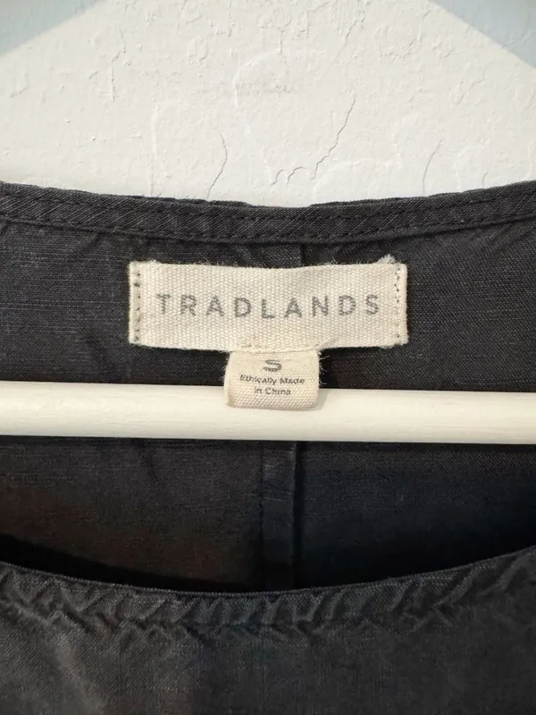Tradlands Nico Dress Size Small Black Linen Blend Pocket Coastal Grandma Cottage - Image 9