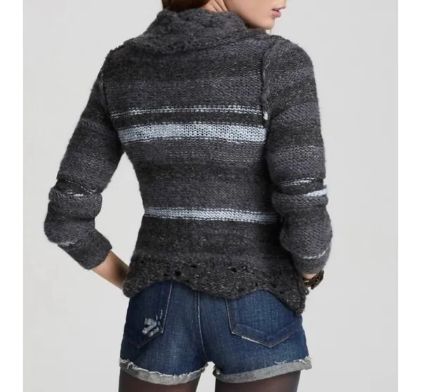 Free People charcoal braided cardigan - Image 3