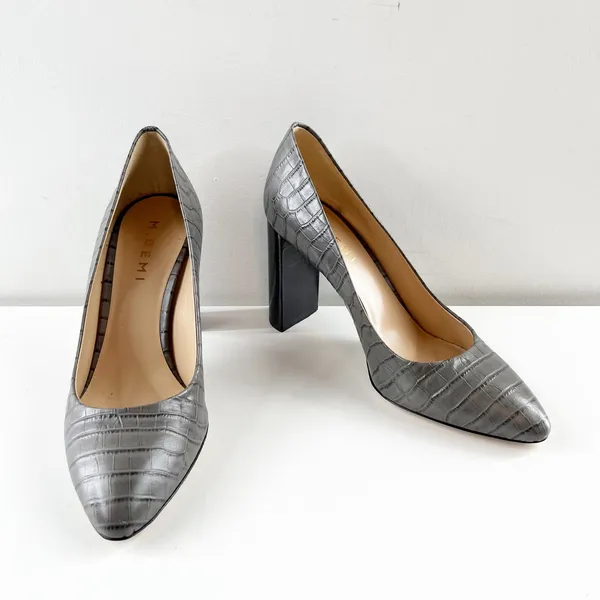 M. Gemi The Lustro Croco Heels Pumps Almond Toe Gray 36.5 - Image 10