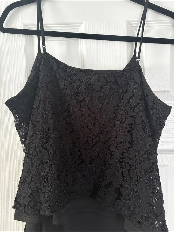 Socialite Black Lace Cami Camisole Tank Top Blouse Size XL / 14 16 - Image 4