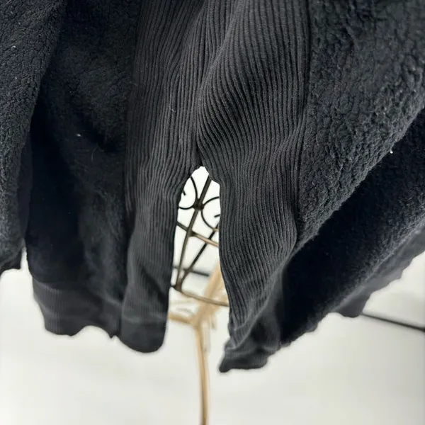 Aerie Chilled Out Brushed Fleece Sweatshirt Side Splits Small Black - Image 9