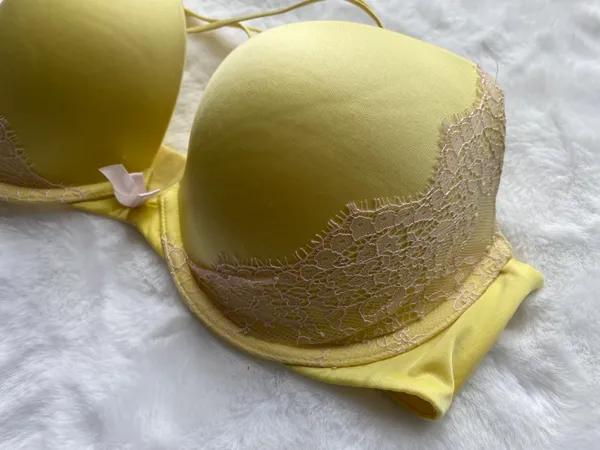 Women's Very Sexy Push-Up Lace Trim Bra Yellow, 34D - Image 2