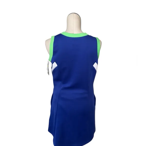 PGA Tour NWT Women's Grand Slam Colorblock Sleeveless Flounce Golf Dress Lime Cobalt - Image 8