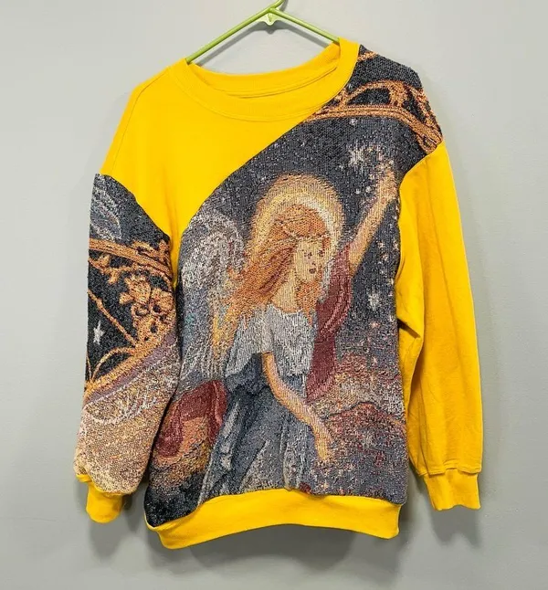 Nike Angel sweatshirt! Custom reworked tapestry blanket crew neck sweater size XL - Image 5
