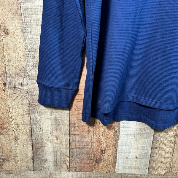 Lands End Dark Blue Waffle Knit Funnel Neck Top Long Sleeve Pullover XL New - Image 2