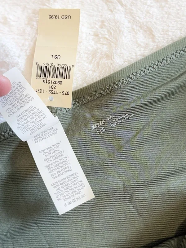 NWT Aerie Olive Green Bikini Bottoms - Size: Large - Image 3