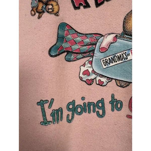 Vintage Grandma Sweatshirt Fruit of the Loom Medium Pink Teddy Bear Long‎ Sleeve - Image 6