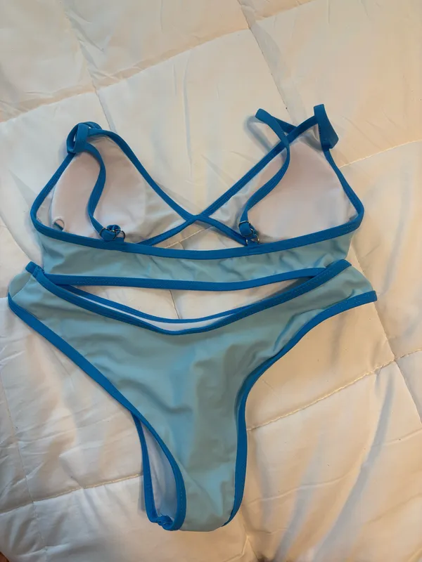 Light Blue Bikini With Dark Blue Trim - Image 2