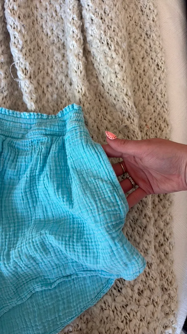 Aerie Teal Linen Shorts - Image 3
