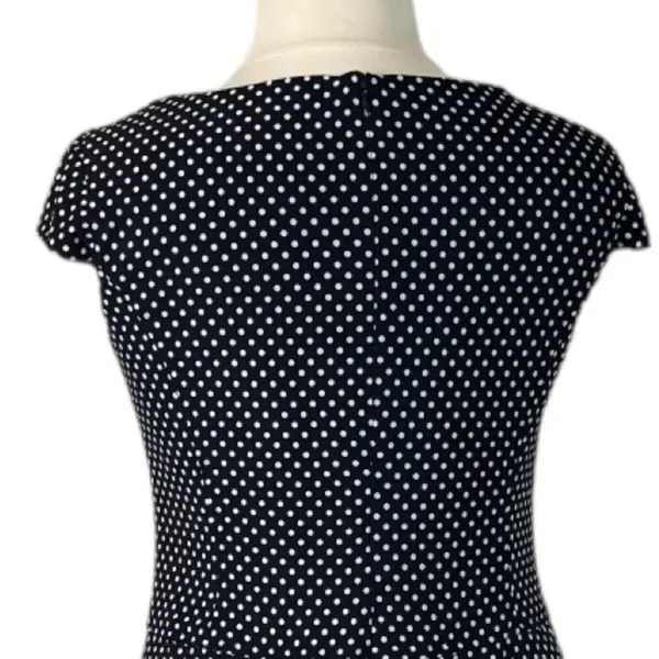 Nine & Co Aline Dress Cap Sleeves Black White Polka Dot Boatneck Women’s Size 14 - Image 8