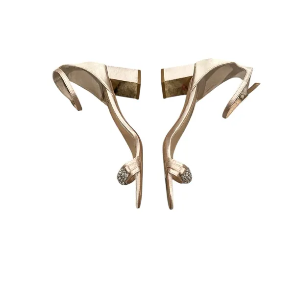 Badley Mischka Jewel Ramsey Open Toe Block Heel Satin Evening Bridal Shoes 8 - Image 4