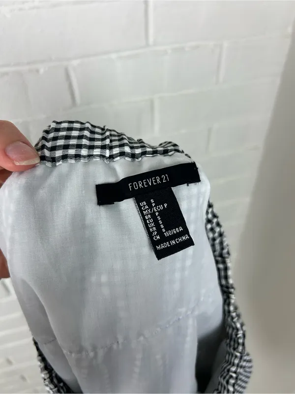 Forever 21 Gingham Plaid Ruffle Mini Skirt Size S - Image 2