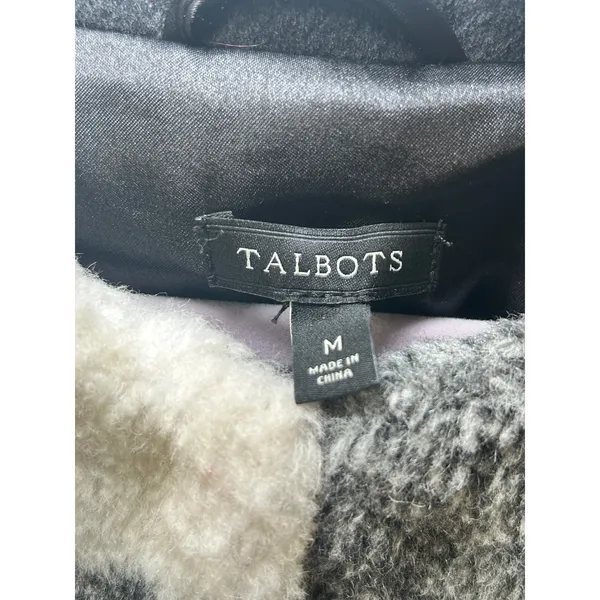 Talbots Buffalo Plaid Vest Faux Fur Sleeveless Outerwear Layering Medium Wool‎ - Image 2