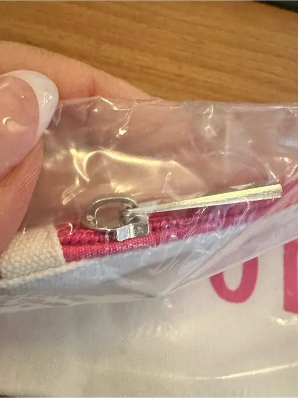 Vacay Mode White Canvas Pouch with Pink Lettering - Image 4