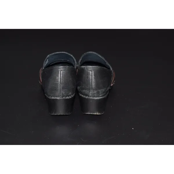 Dansko Leather Clogs Women 40 Black Brown Good Two Tone Slip On Block Heel - Image 8