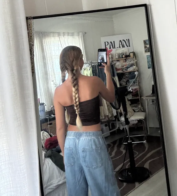 Mocha Brown Strapless Crop Size XS - Image 2