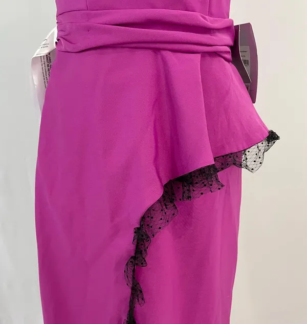 JS Collections New Hayley One Shoulder Column Evening Gown Cerise Black - Image 9