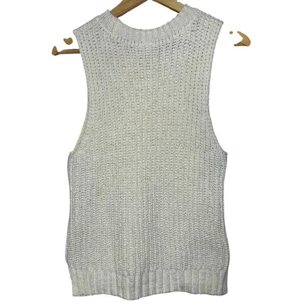 Abercrombie & Fitch Cream Chunky Knit Sleeveless Crew Neck Sweater Vest Size M - Image 3