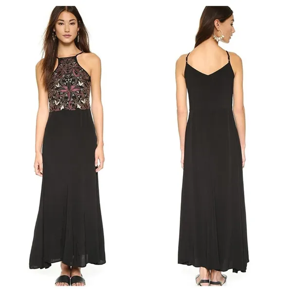 NEW Cleobella Lexington Black Maxi Dress Beaded Embroidered - Image 2