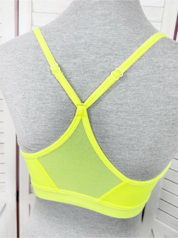 Athletic Works Racer‎ Back Sports Bra Neon Yellow Medium - Image 6