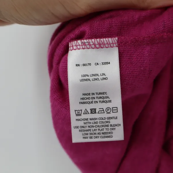 Maeve Anthropologie Women's Horizon‎ Linen Tee Size Small Pink Drape Neck Barbie - Image 7