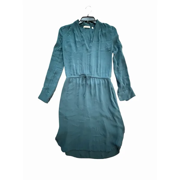 BABATON x ARITZIA Bennett 100% Silk Georgette Shirt Dress Teal XXS #GG2-4 - Image 9