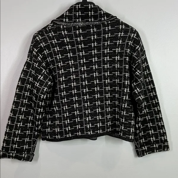 Zara jewel button double breasted metallic thread knit blazer jacket medium - Image 7
