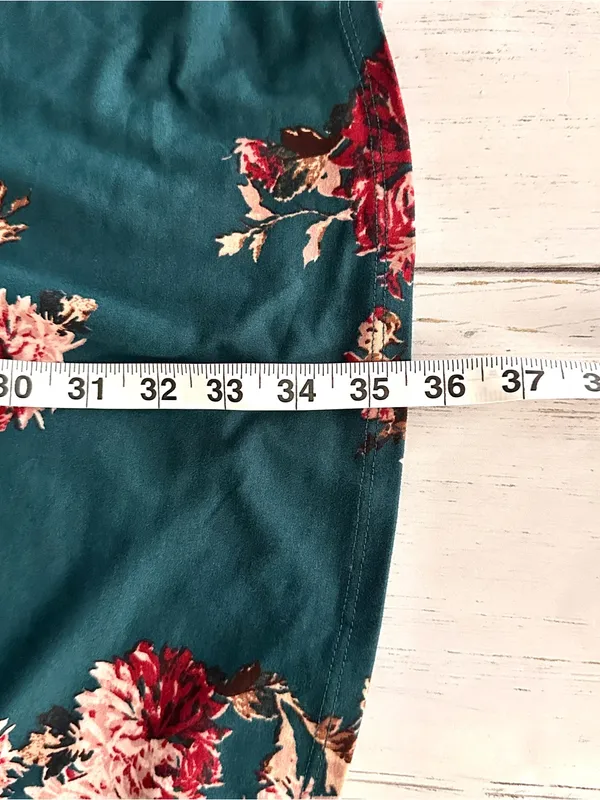 Maurices Mock Neck Dress XXL Green Floral Knit Pockets Long Sleeve Stretchy New - Image 11