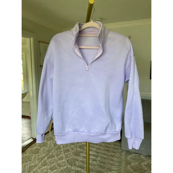 SHEIN Lavendar‎ Half Zip Pullover Lilac Buttery Soft Fleece Streetwear Pastel - Image 3