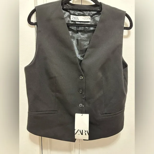 NWT Zara Contemporary Vest Black Large - Image 5