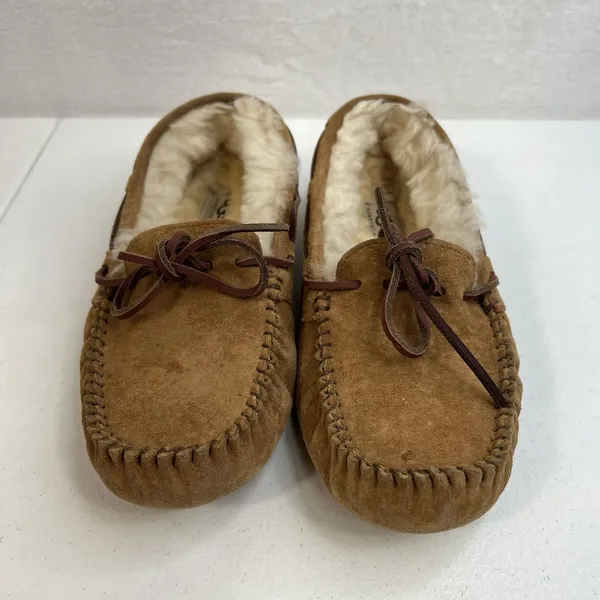 Ugg Sz 6 Dakota Slipper Leather Nubuck Beige Moccasin Slip On Shoes 5612 Women’s - Image 5