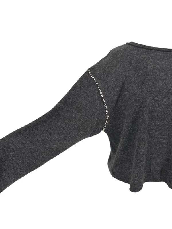 Hem & Thread Contrast Trim Relaxed Long Sleeve Top Charcoal Size Small NWT - Image 5