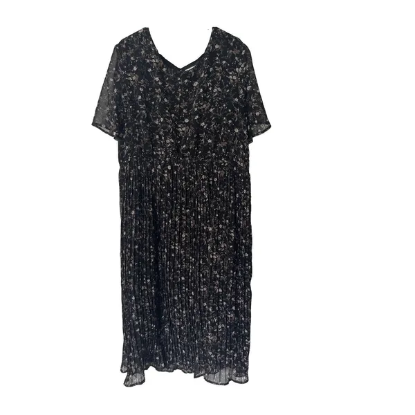 Baltic born Belfast Pleated Maxi Dress 3x Black Floral Cottagecore - Image 2