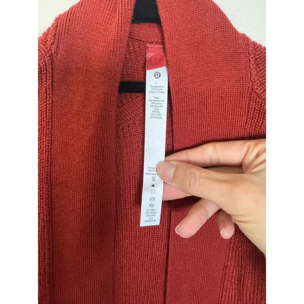 Lululemon Merino Wool-Blend Ribbed Long Wrap Sweater Cayenne Size 12 - Image 5