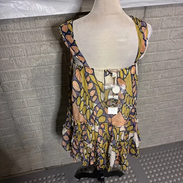 New Cleobella Isobel Mini Dress‎ Saguaro Print Orange Yellow XS CM24SU102104SGAR - Image 4
