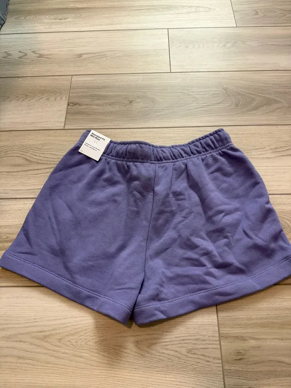 Nike Women’s Club Dusty Amethyst & White Fleece Shorts - Image 4