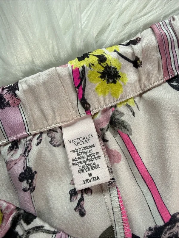 Victoria’s Secret Pink Floral Satin Long Pants PJ Lounge Set - Image 8