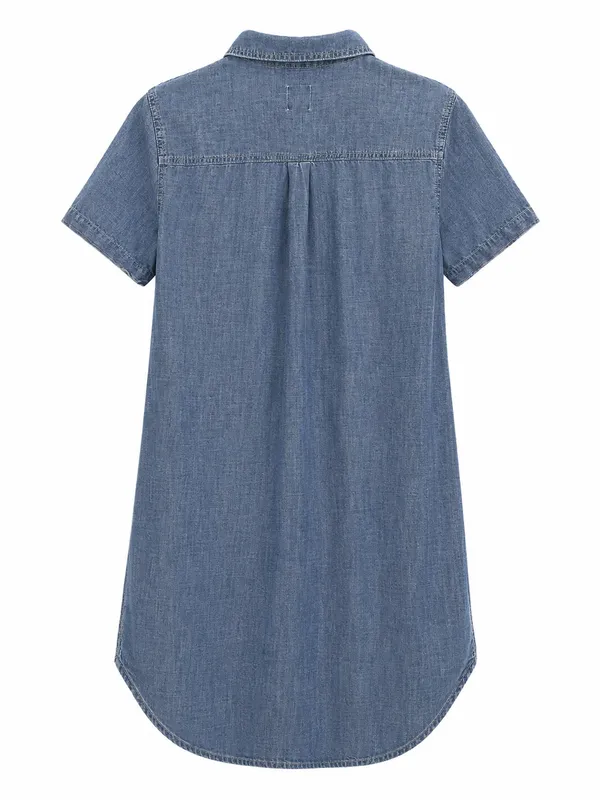 Gap Denim Chambray Shirt Dress Womens Small Blue 100% Cotton Casual - Image 3