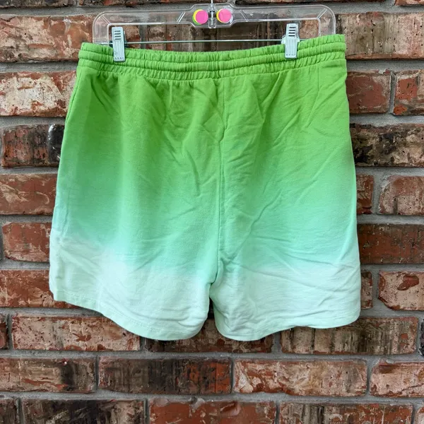 Zenana Dip Dye Ombre Green Pull On Sweat Shorts Size Large Casual - Image 4