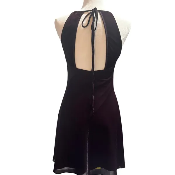 Y2K STEPPIN OUT Whimsigoth Fairy Grunge Burgundy Halter Dress in Sz 3/4 - Image 2