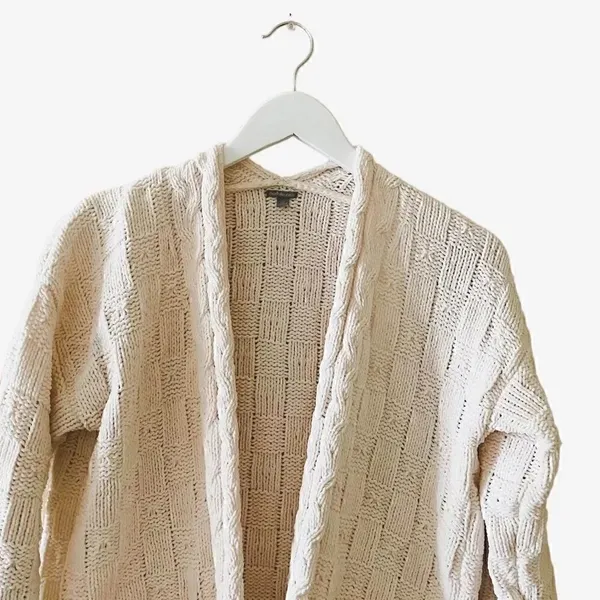 Charlotte Russe Boho Ribbed Knitted Oversized Ivory Cardigan Sweater SZ S - Image 4